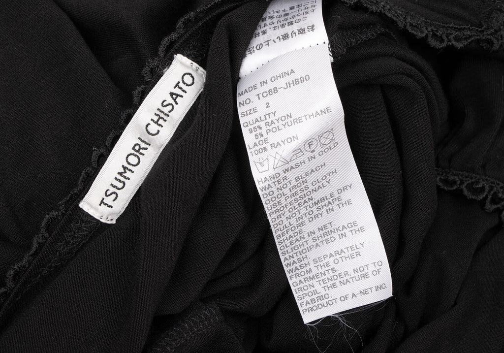 TSUMORI CHISATO JAPAN. Black Lace Switching Cami Mini Dress