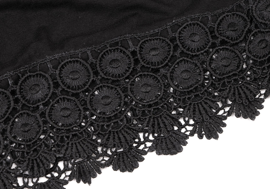 TSUMORI CHISATO JAPAN. Black Lace Switching Cami Mini Dress