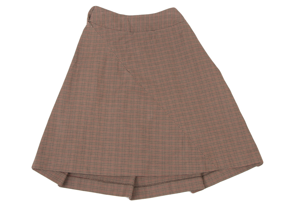Vivienne Westwood UK. Red Label Brown Cotton Checker Frill Skirt