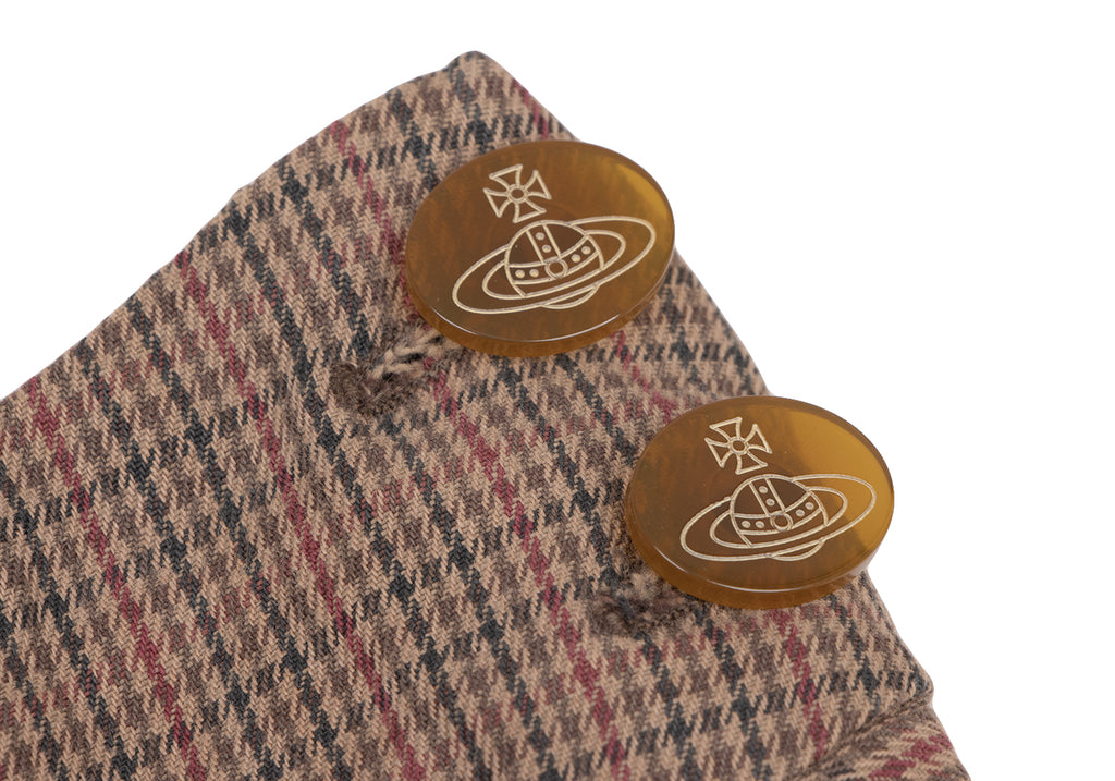 Vivienne Westwood UK. Red Label Brown Cotton Checker Frill Skirt