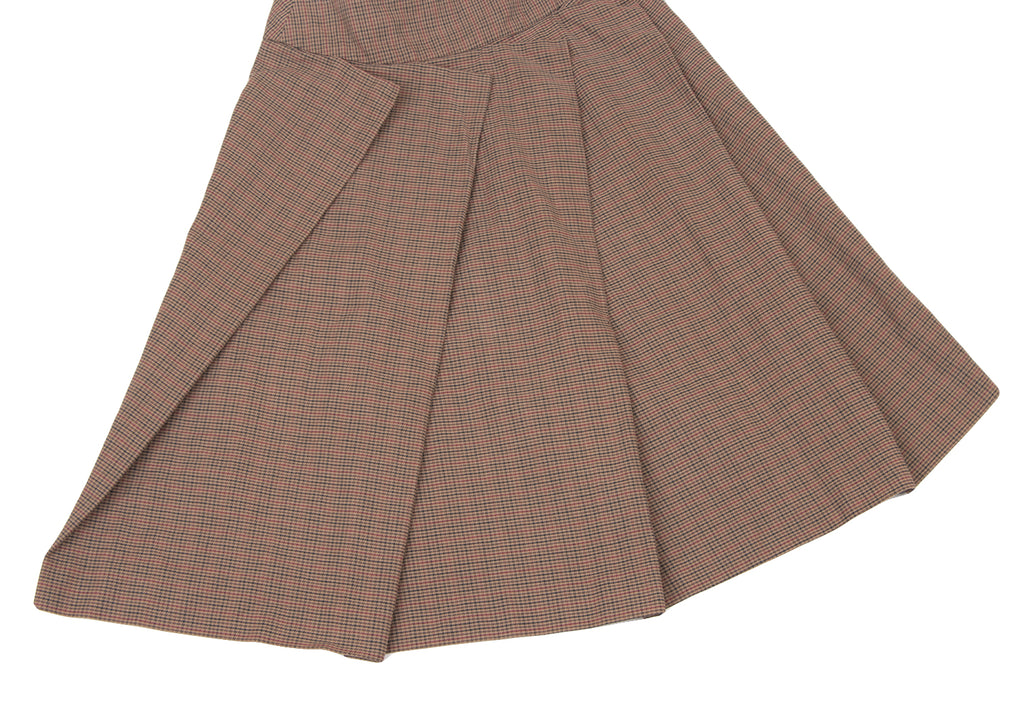 Vivienne Westwood UK. Red Label Brown Cotton Checker Frill Skirt