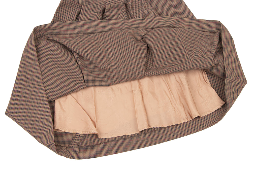 Vivienne Westwood UK. Red Label Brown Cotton Checker Frill Skirt