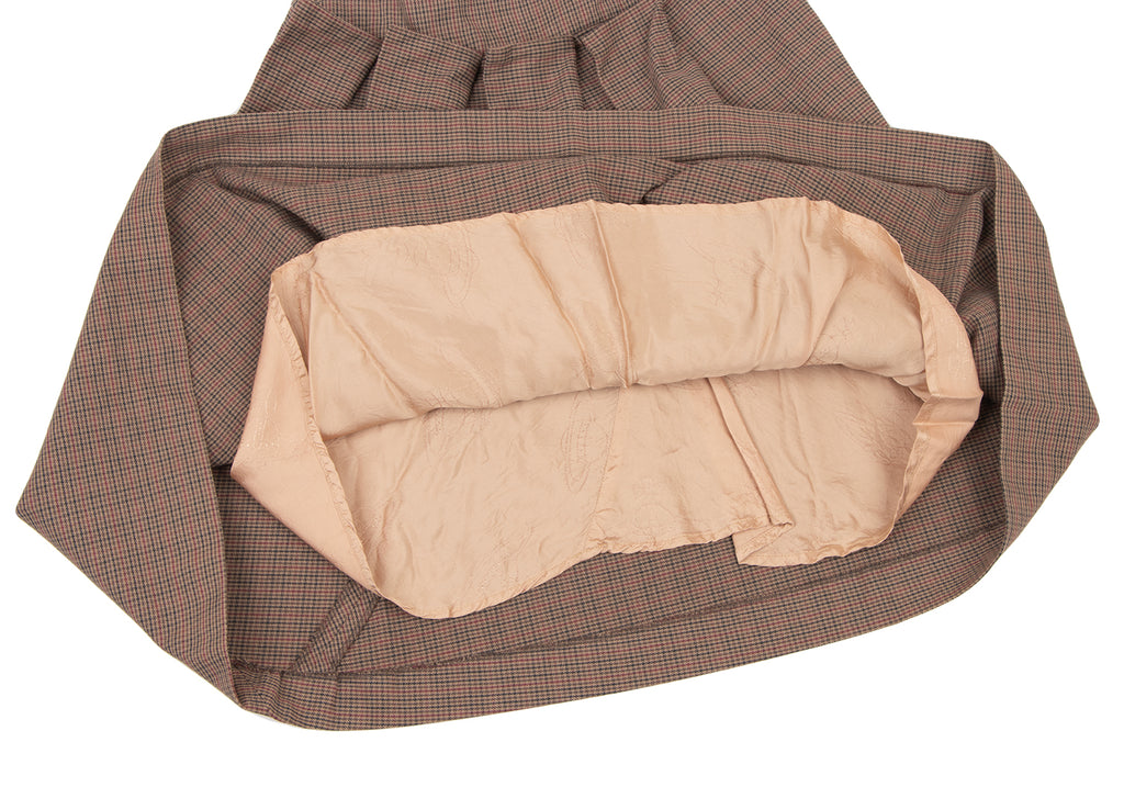 Vivienne Westwood UK. Red Label Brown Cotton Checker Frill Skirt