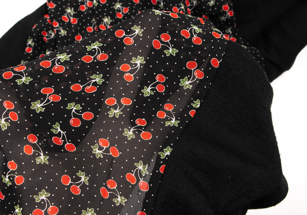 COMME des GARCONS JAPAN. TRICOT. Cherry Printed Black Wool Shirt