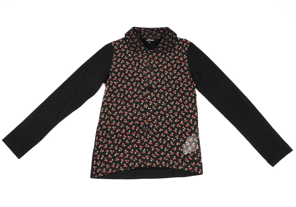 COMME des GARCONS JAPAN. TRICOT. Cherry Printed Black Wool Shirt