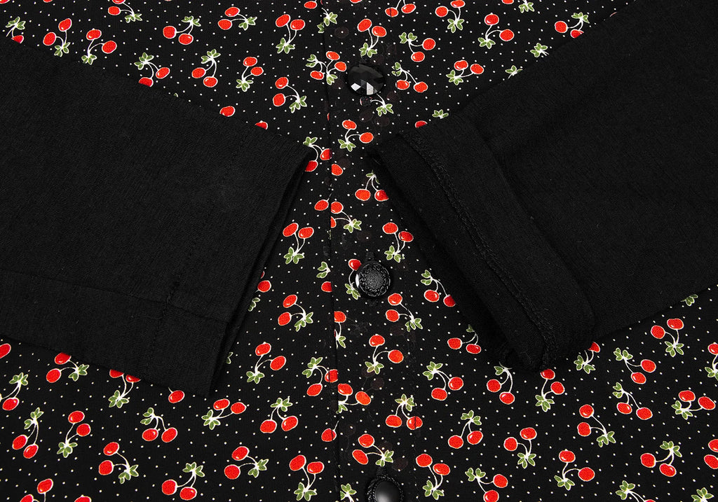 COMME des GARCONS JAPAN. TRICOT. Cherry Printed Black Wool Shirt