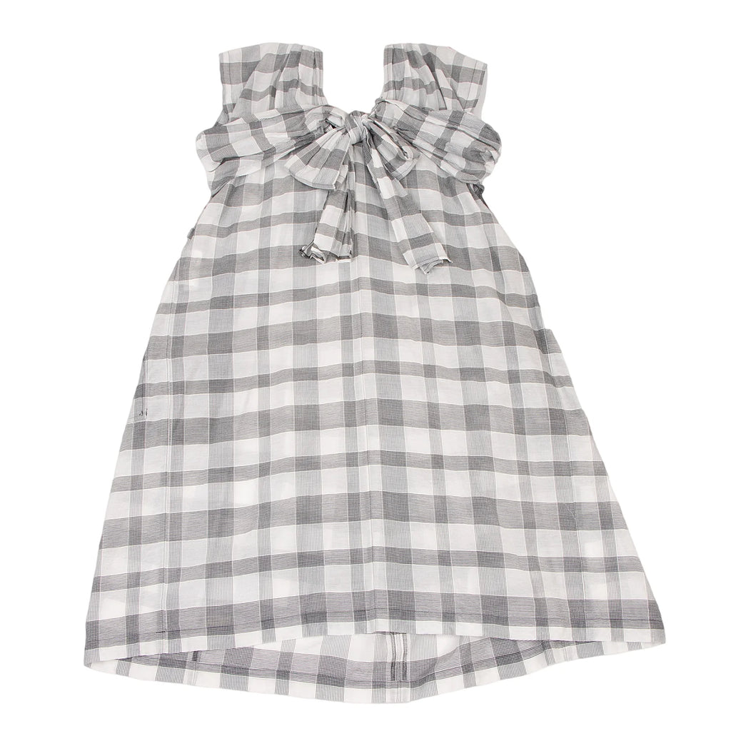 COMME des GARCONS JAPAN. TRICOT. Back Ribbon Frill White,Black Checker Dress