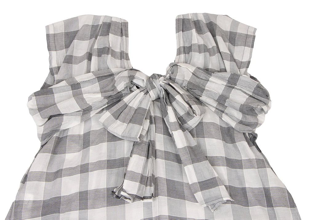 COMME des GARCONS JAPAN. TRICOT. Back Ribbon Frill White,Black Checker Dress