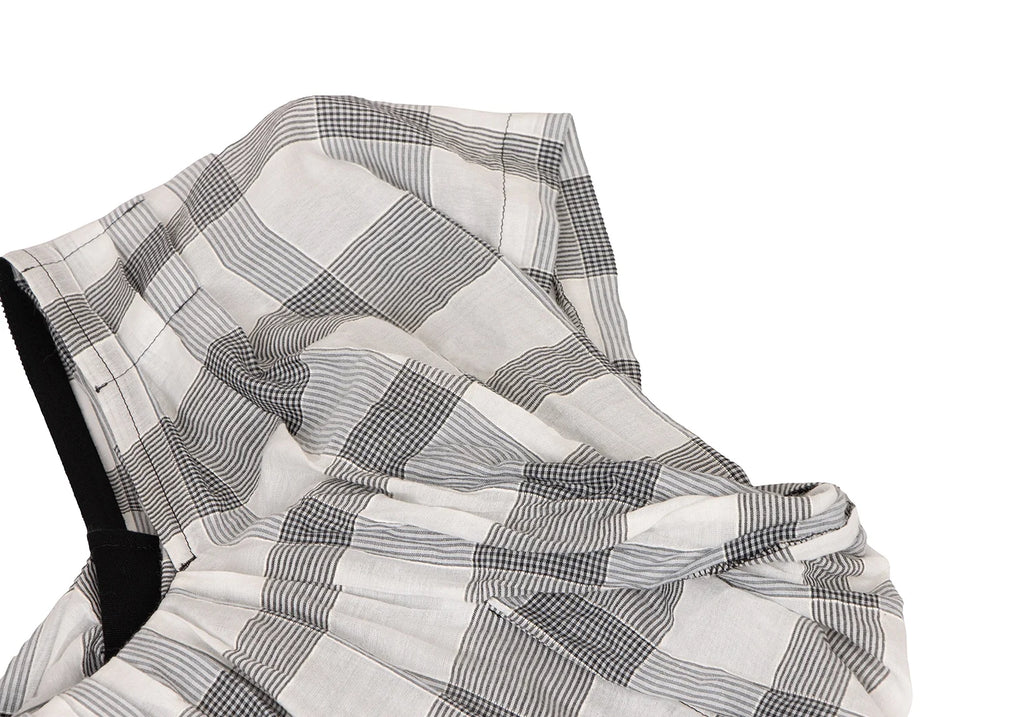 COMME des GARCONS JAPAN. TRICOT. Back Ribbon Frill White,Black Checker Dress