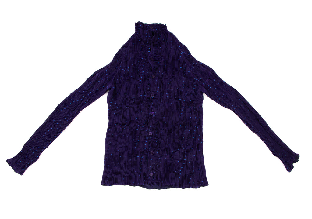 ISSEY MIYAKE JAPAN. FETE Eggplant Color Reversible Pleated Blouse