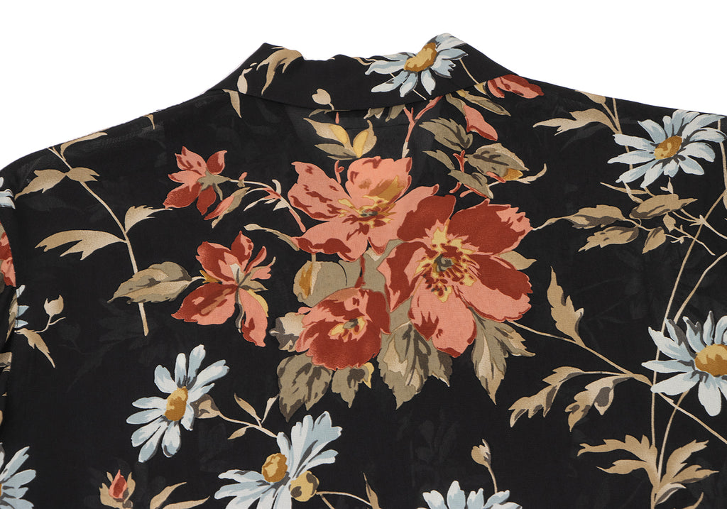 A/T ATSURO TAYAMA JAPAN. Black, Multi-Color Floral Printed Semi-Sheer Long Sleeve Tunic/Shirt Dress