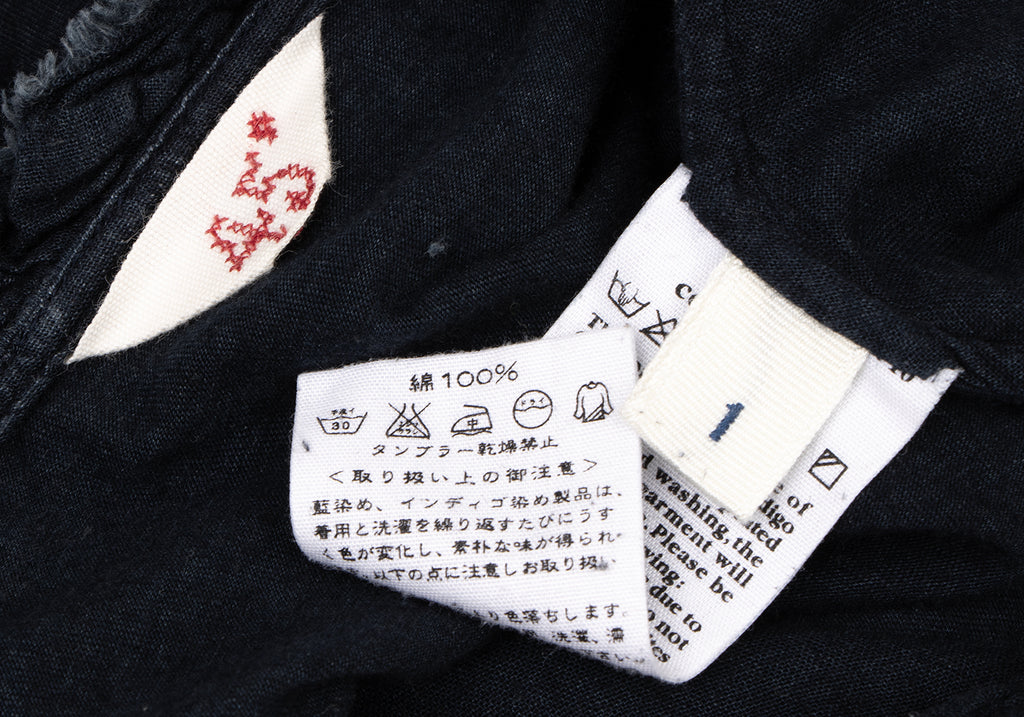 45RPM JAPAN. Indigo Dyed Ribbon Neck Shirt/Blouse
