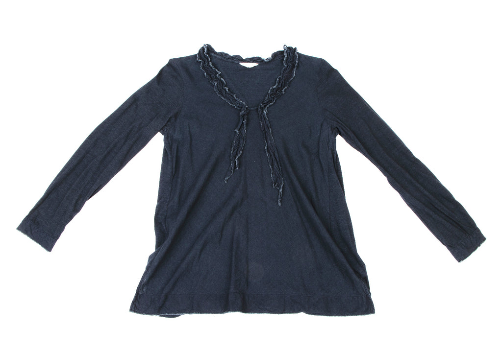 45RPM JAPAN. Indigo Dyed Ribbon Neck Shirt/Blouse