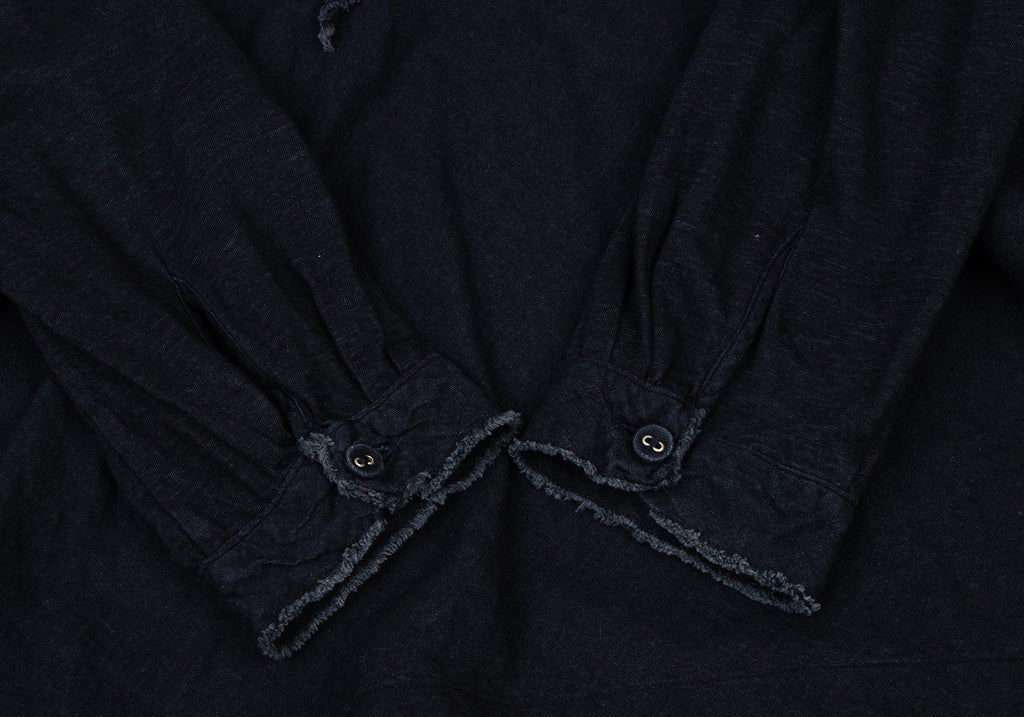 45RPM JAPAN. Indigo Dyed Ribbon Neck Shirt/Blouse