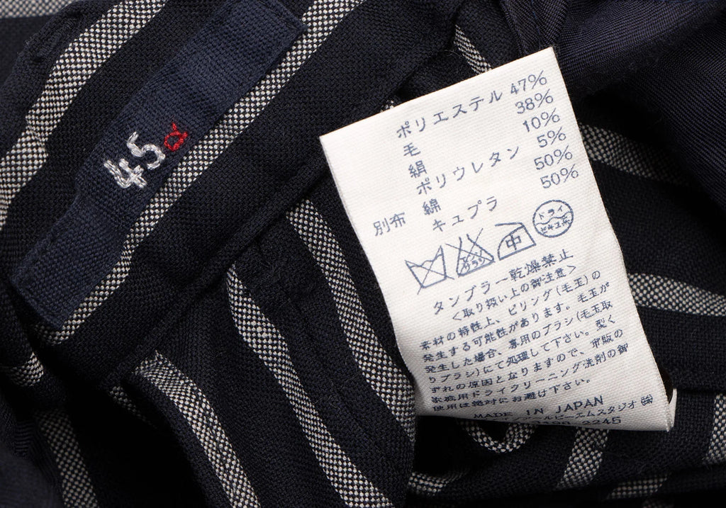45rpm 45R JAPAN. Navy Striped Tuck Pants