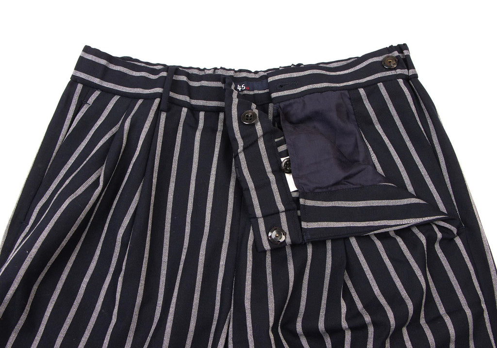 45rpm 45R JAPAN. Navy Striped Tuck Pants