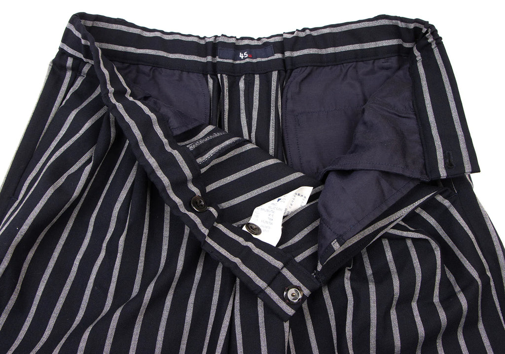 45rpm 45R JAPAN. Navy Striped Tuck Pants