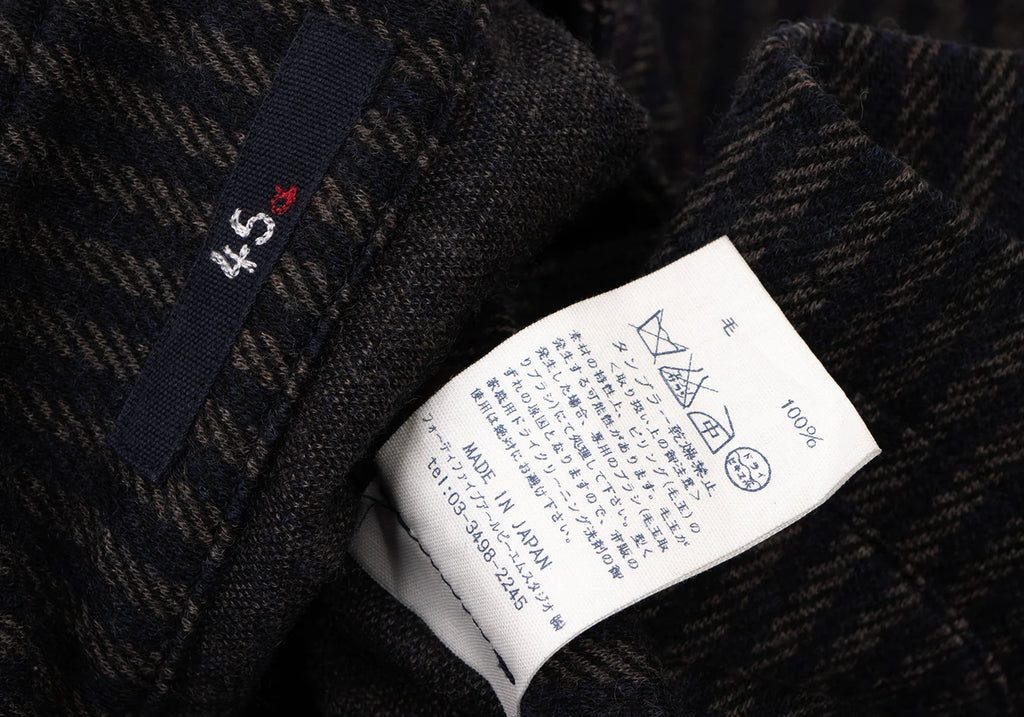 45RPM 45R JAPAN. Navy Wool Striped Mao Collar Knit Jacket