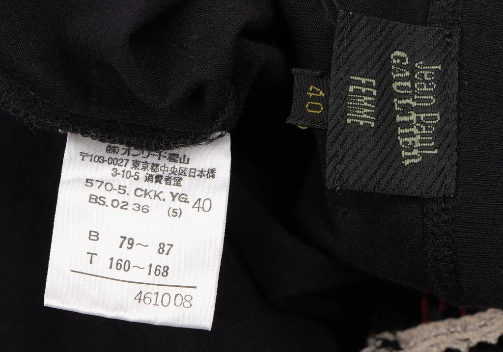 Jean Paul GAULTIER FEMME PARIS. Black Cotton Logo Lace Camisole Top