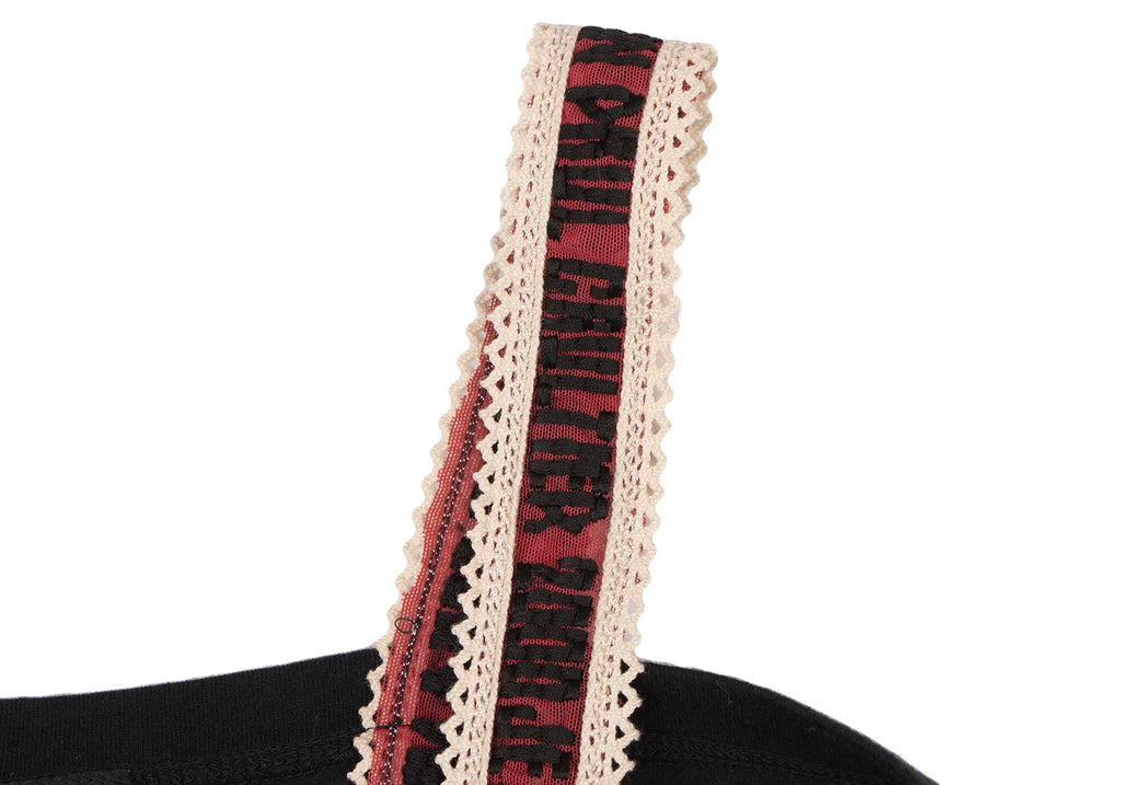 Jean Paul GAULTIER FEMME PARIS. Black Cotton Logo Lace Camisole Top