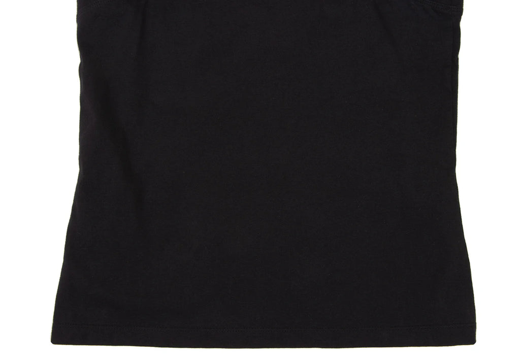 Jean Paul GAULTIER FEMME PARIS. Black Cotton Logo Lace Camisole Top