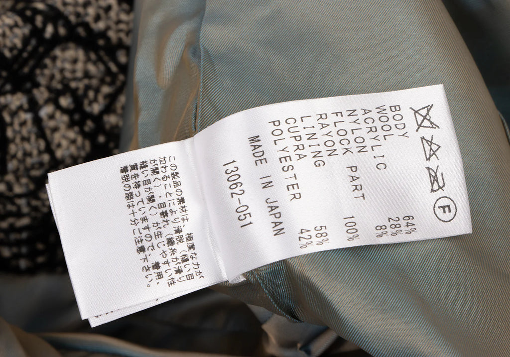 JUNKO SHIMADA JAPAN. Black, Beige Flower Printed Tweed Cropped Jacket