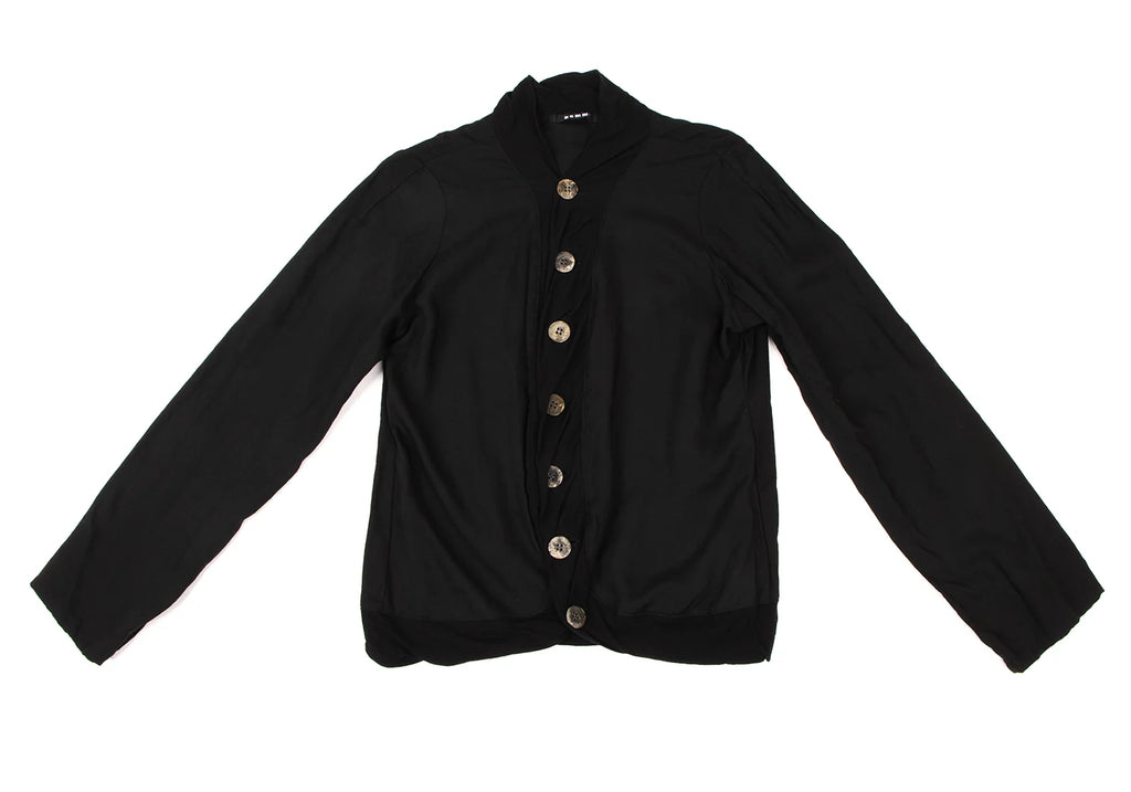 GOMME JAPAN. Black Switching Design Big Button Cardigan