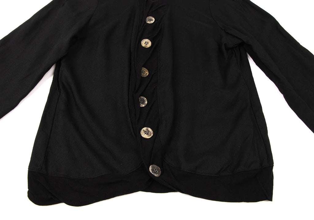 GOMME JAPAN. Black Switching Design Big Button Cardigan
