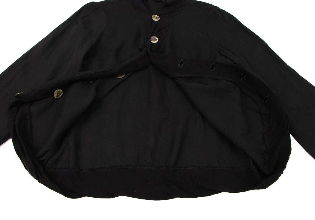 GOMME JAPAN. Black Switching Design Big Button Cardigan