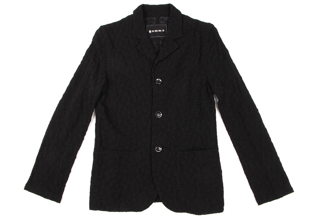 GOMME JAPAN. Black Cotton Nylon Lace Embroidery Jacket