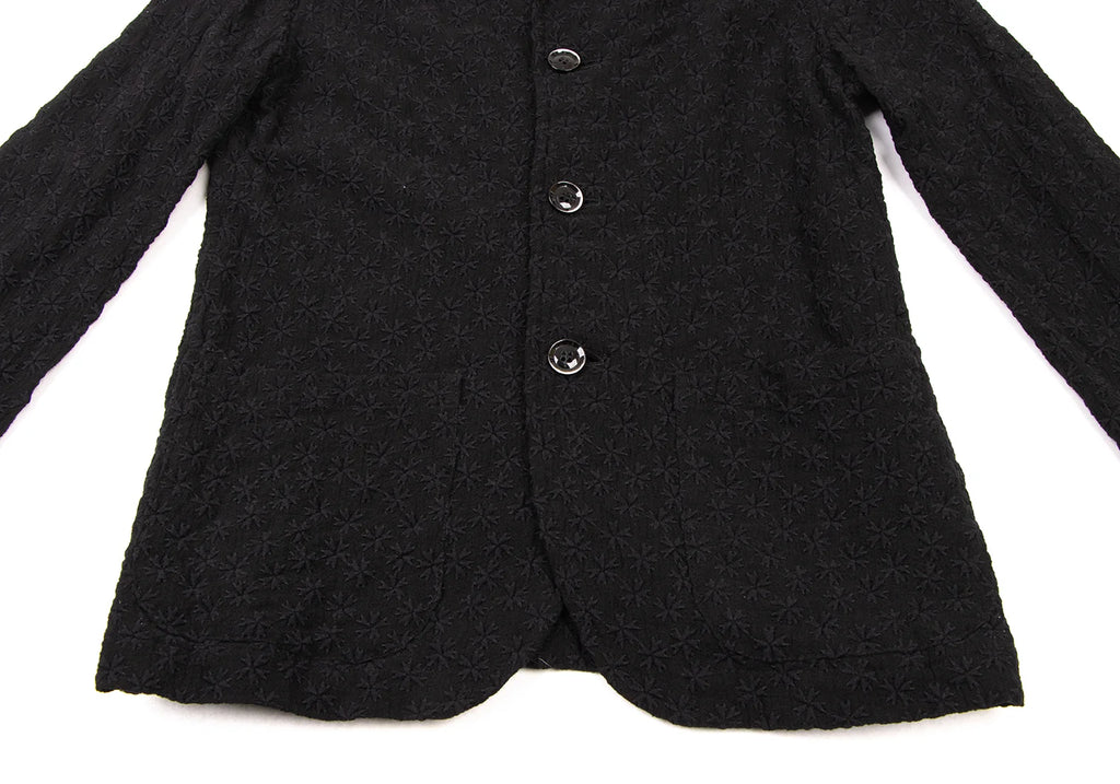 GOMME JAPAN. Black Cotton Nylon Lace Embroidery Jacket