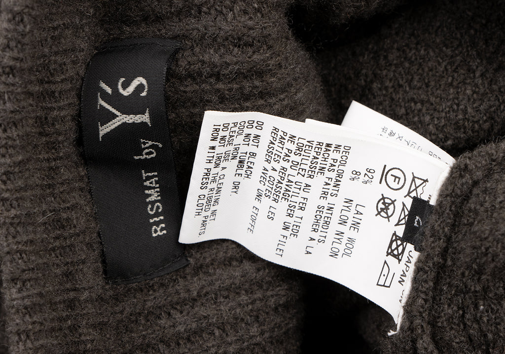 YOHJI YAMAMOTO JAPAN. RISMAT by Y's Rib Switching Khaki-green Knit Sweater
