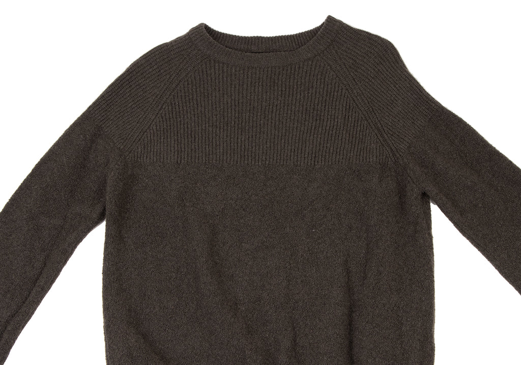 YOHJI YAMAMOTO JAPAN. RISMAT by Y's Rib Switching Khaki-green Knit Sweater
