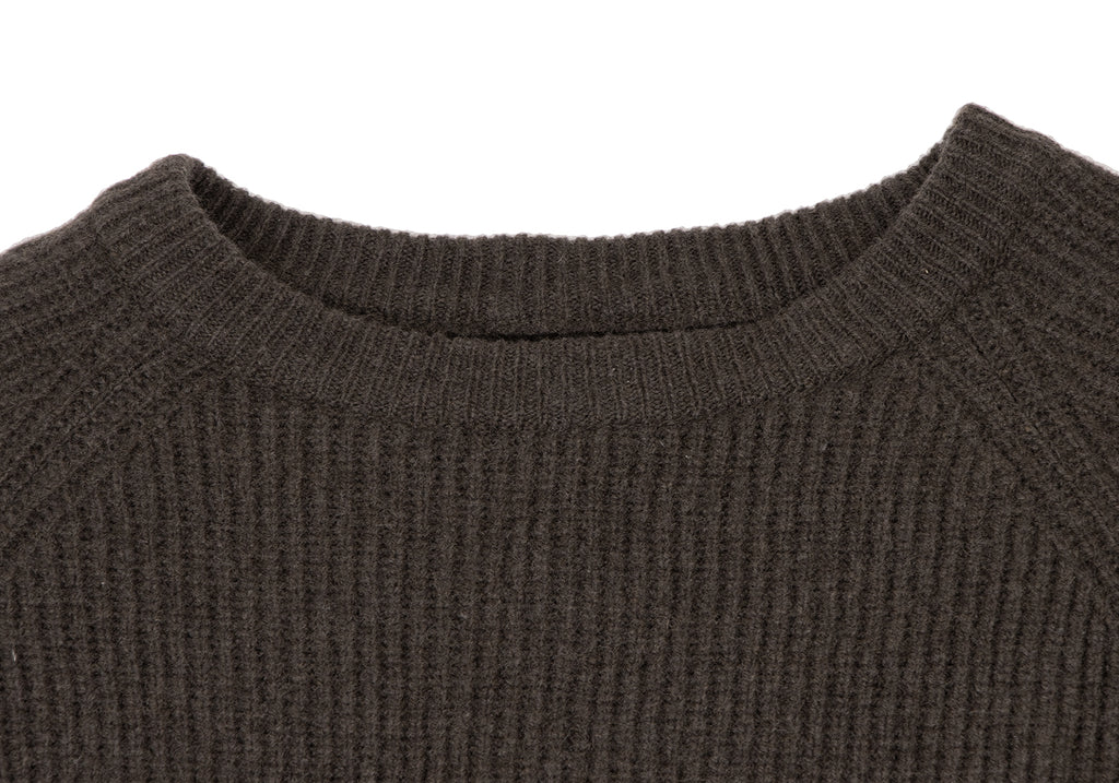 YOHJI YAMAMOTO JAPAN. RISMAT by Y's Rib Switching Khaki-green Knit Sweater