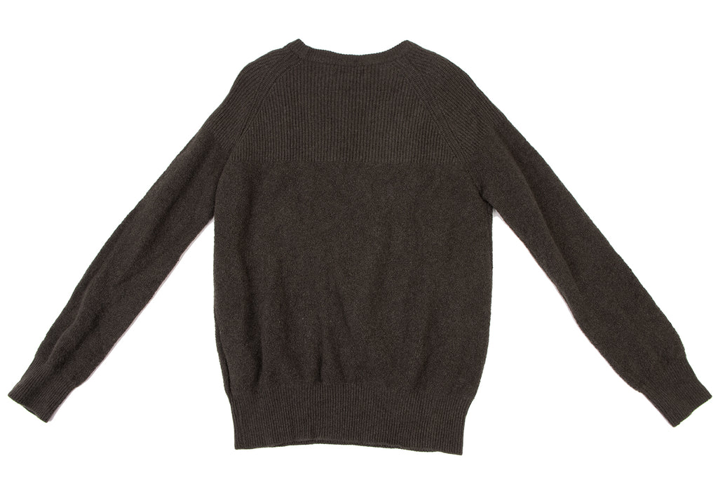 YOHJI YAMAMOTO JAPAN. RISMAT by Y's Rib Switching Khaki-green Knit Sweater