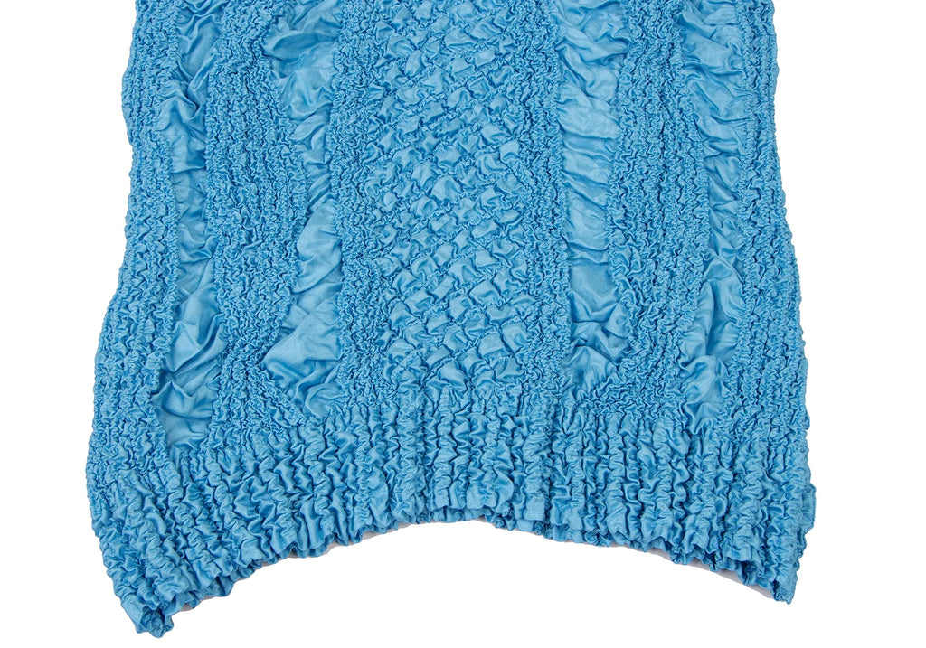 PEPLUM by YOSHIKI HISHINUMA Japan. Sky Blue Shirring High-neck Top