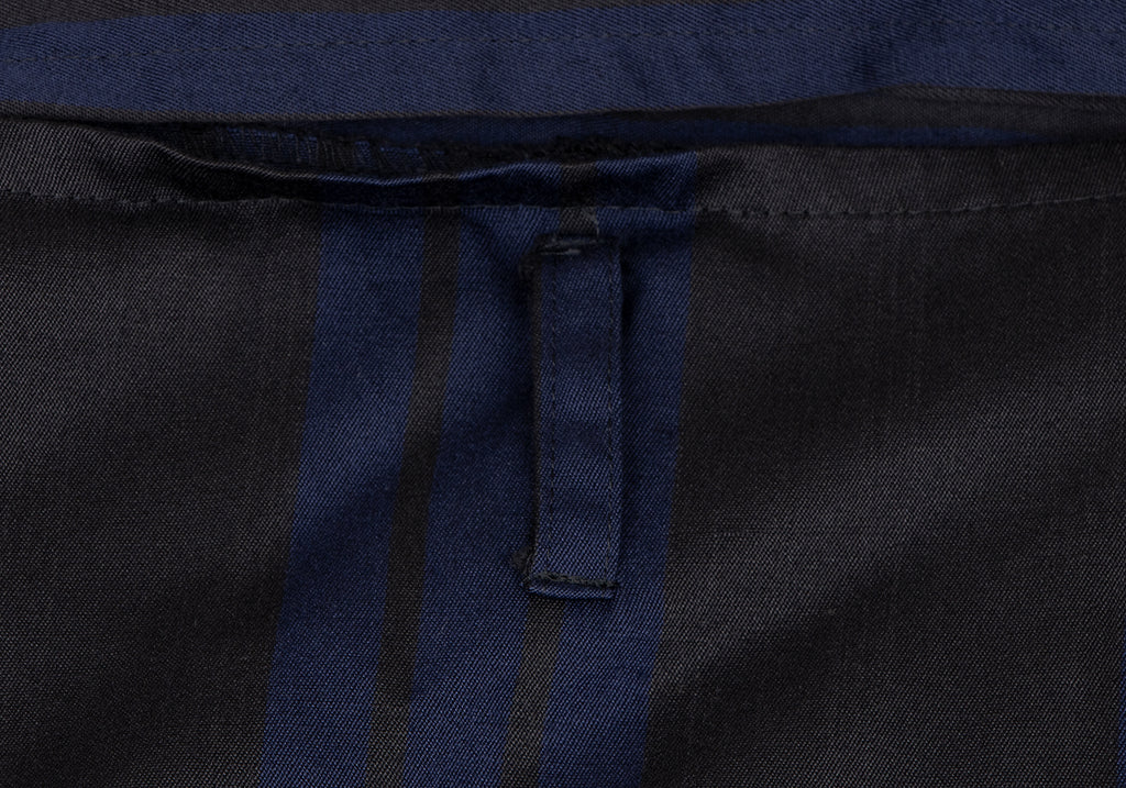 YOHJI YAMAMOTO JAPAN. Y's MOLDYFIG Y'S bis Black, Navy Wool Rayon Pleats Stripe Skirt