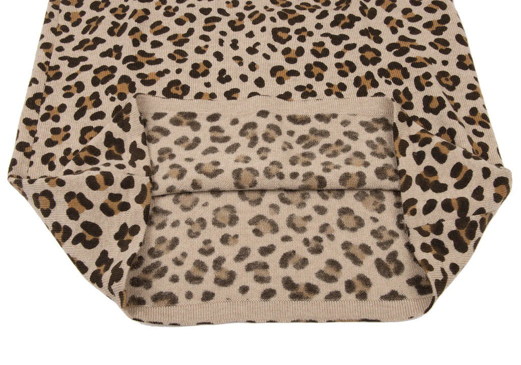 YOSHIE INABA  JAPAN. Mocha Wool Cashmere Leopard Knit Dress