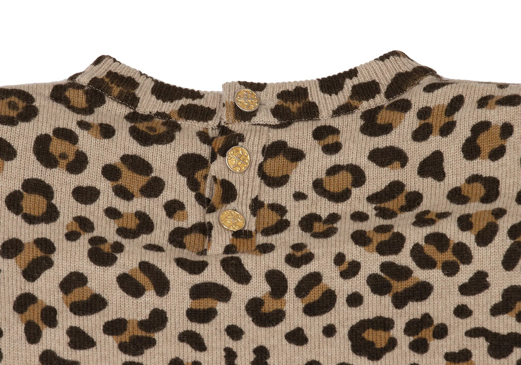 YOSHIE INABA  JAPAN. Mocha Wool Cashmere Leopard Knit Dress