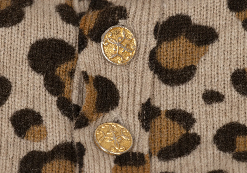 YOSHIE INABA  JAPAN. Mocha Wool Cashmere Leopard Knit Dress