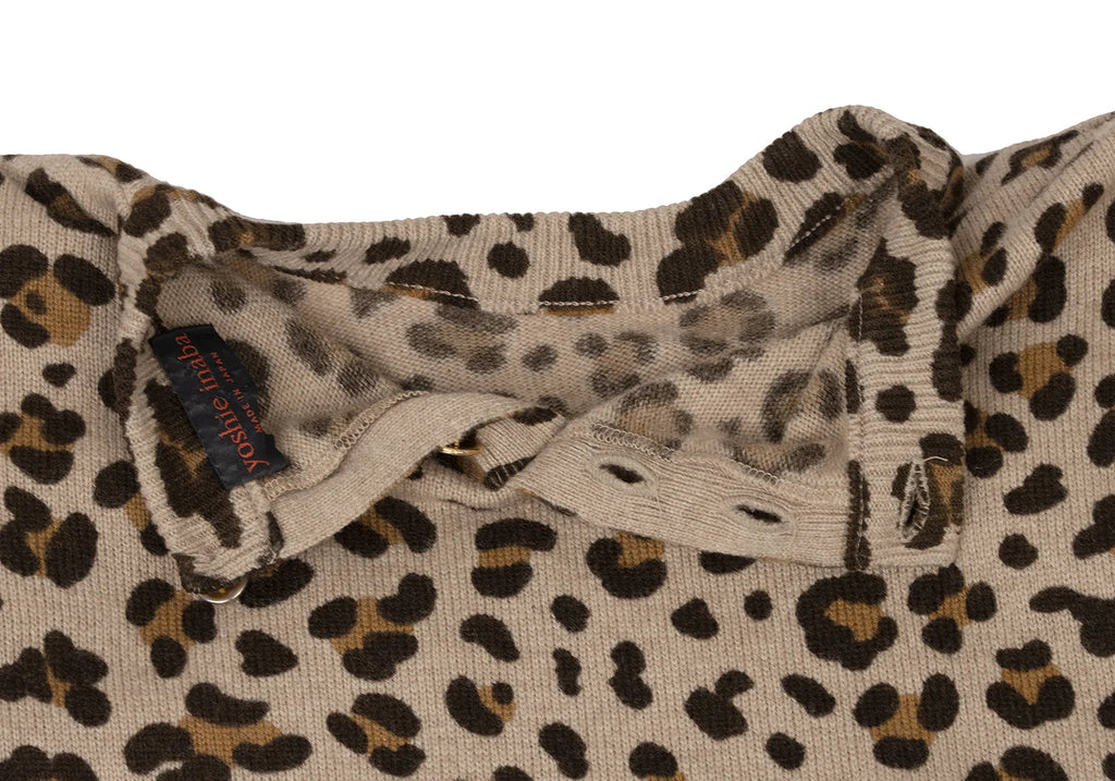 YOSHIE INABA  JAPAN. Mocha Wool Cashmere Leopard Knit Dress