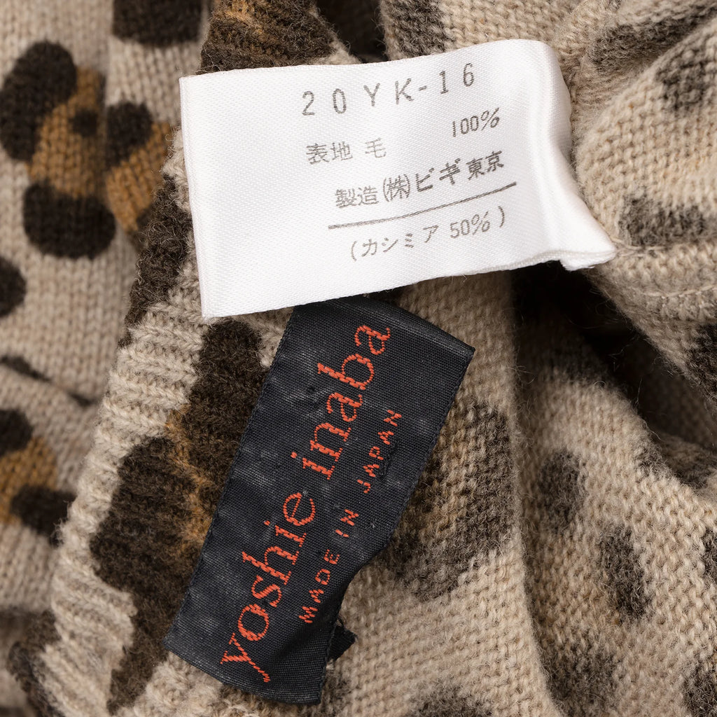 YOSHIE INABA  JAPAN. Mocha Wool Cashmere Leopard Knit Dress