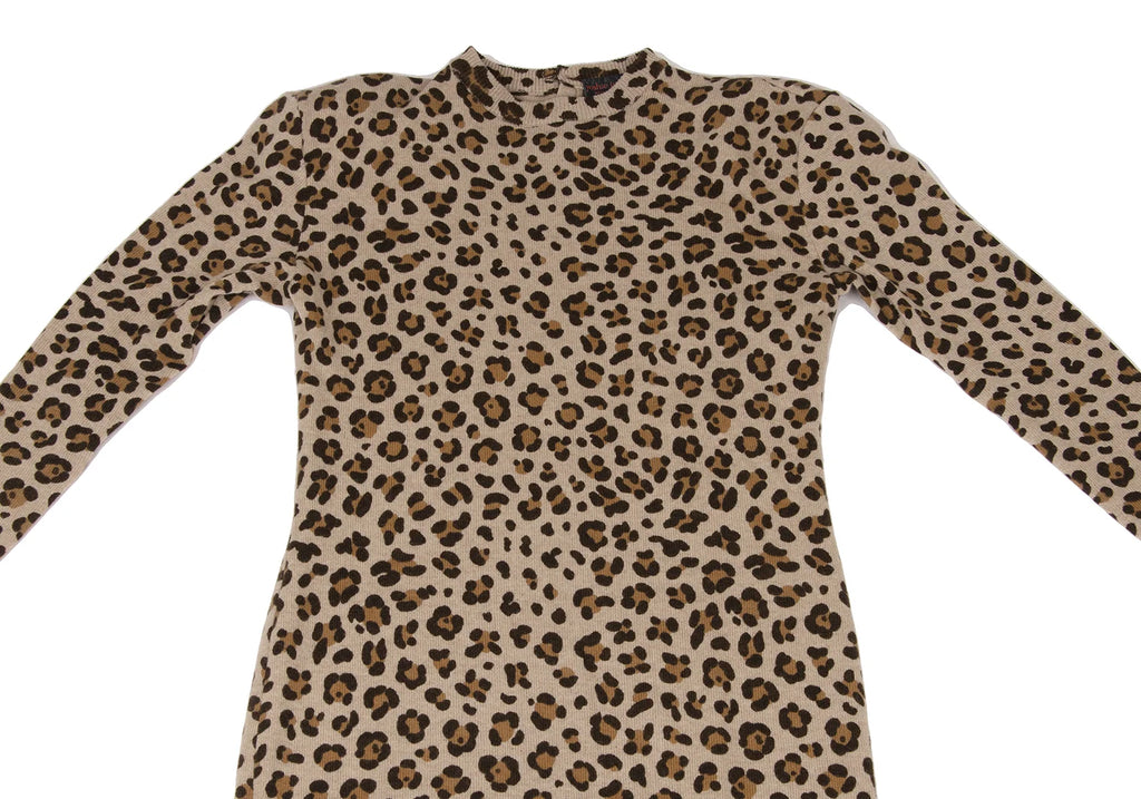 YOSHIE INABA  JAPAN. Mocha Wool Cashmere Leopard Knit Dress