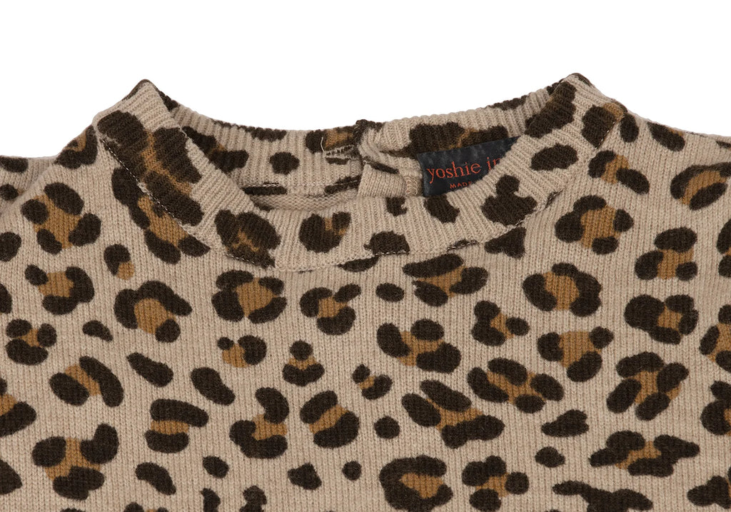 YOSHIE INABA  JAPAN. Mocha Wool Cashmere Leopard Knit Dress