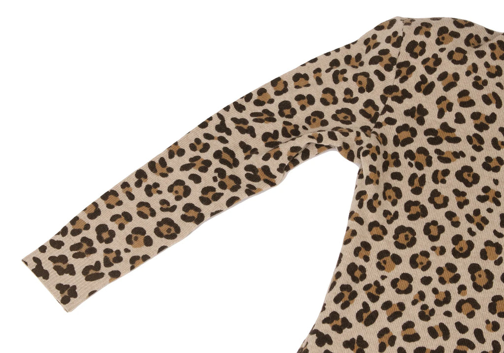 YOSHIE INABA  JAPAN. Mocha Wool Cashmere Leopard Knit Dress