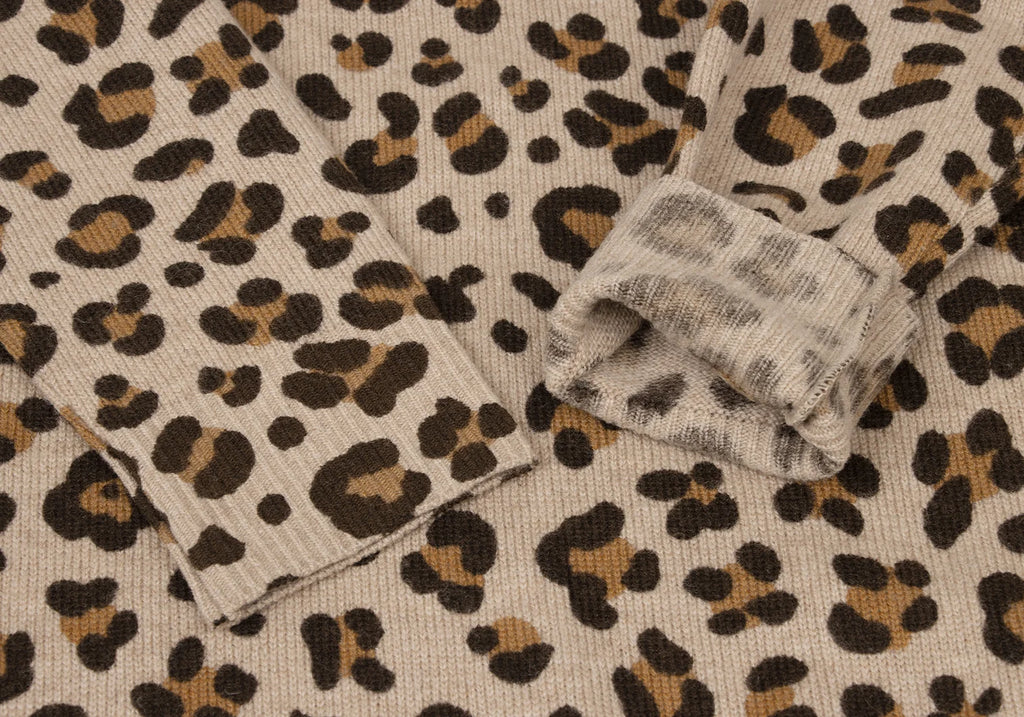 YOSHIE INABA  JAPAN. Mocha Wool Cashmere Leopard Knit Dress