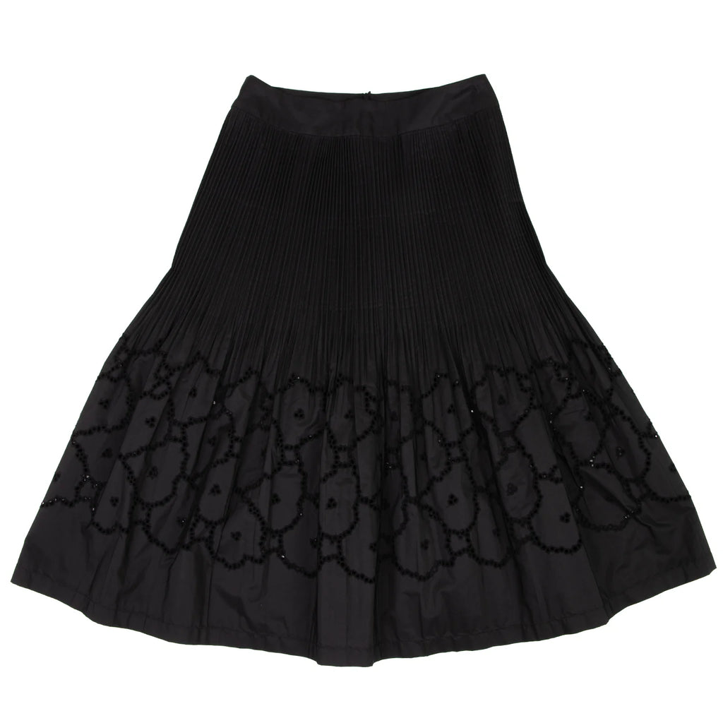 HIROKO KOSHINO PREMIER JAPAN. Black Pleated Hem Lace Skirt