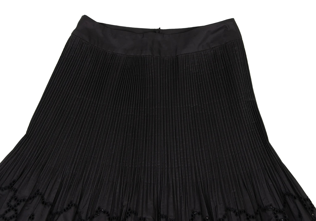 HIROKO KOSHINO PREMIER JAPAN. Black Pleated Hem Lace Skirt