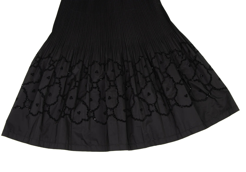 HIROKO KOSHINO PREMIER JAPAN. Black Pleated Hem Lace Skirt