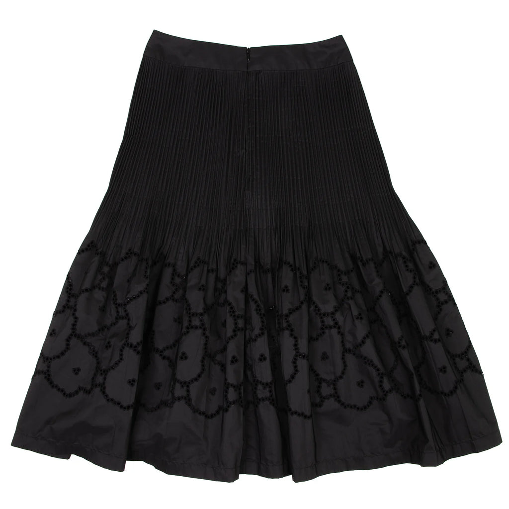 HIROKO KOSHINO PREMIER JAPAN. Black Pleated Hem Lace Skirt